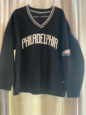 Wincraft Black V-Neck Philadelphia Sweater with White Lettering